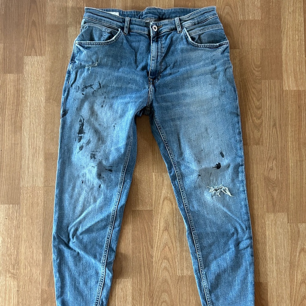 Zara Taper Distressed Paint Jeans (Painter's Blue)